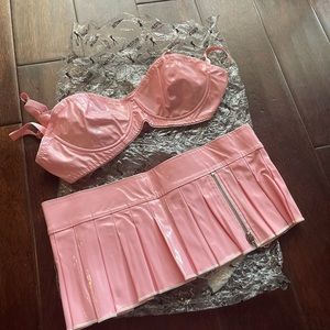 Hustler Vinyl mini skirt and matching bra set never been worn